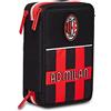 Seven Astuccio 3 Zip MILAN GLORY & HONOUR, Nero, Completo di Matite, Pennarelli e penne, Per bambini e ragazzi, Scuola & Tempo Libero, prodotto ufficiale, Idea regalo