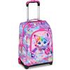 SJ GANG STYLE JAM GANG Trolley Scuola Fisso, Fucsia, 2 in 1, Doppio Uso, Trolley e Zaino, Zaino Scuola Elementare, Bambina