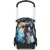 Seven Zaino Trolley Scuola Elementare Bambino 3 ruote, Zaino Sganciabile, Doppio Uso, Spallacci a Scomparsa, Flex, nero/verde