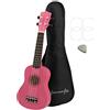 World Rhythm - Ukulele Soprano per Principianti, Finitura Uke Soprano Con Custodia, Corde Di Ricambio e Plettro In Feltro Standard, Rosa