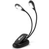 TIGER Dual Head Music Stand Light With 4X Quality Led Lights - Portable Clip-On Light / Book Light With Flexible Gooseneck, Padded Clip, Usb Cable And 3X Aaa Batterie Incluse