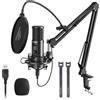 MAONO PM421 - Microfono a condensatore a condensatore con silenziatore monocomando, microfono USB 192KHZ/24BIT e manopola di guadagno microfono per trasmissione, registrazione, gioco, YouTube