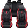 Generic Copri Sedile Auto Universale Per Peugeot 2008 e-2008 GT Line 2020-2024 2025 2026, PU Pelle， Impermeabile Traspirante，Airbag Amichevole，Imbottitura Spessa, Moda(Red)