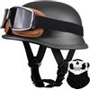 DIRERTYS Tedesco Casco Adulti Caschi Moto Jet Casco Retrò Mezzo con Fibbia Sgancio Rapido Regolabile Retro Open Face Donna Certificato ECE Vintage Street Bike Touring Cruiser