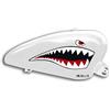 Pimastickerslab Kit 2 adesivi moto serbatoio squalo shark morde chopper harley custom old style vintage cod. 1669 (nero_bianco_rosso)