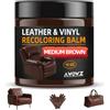 AWOWZ Balsamo ricolorante per pelle, kit di riparazione e ripristino del colore per pelle sbiadita, divano in pelle e sedili auto, balsamo ripristinante per mobili, interni auto, vinile, accessori (marrone