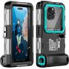 Ezanmull Custodia subacquea per iPhone 16/15/14/13/12/11 Pro Max/XR/XS/X e altro ancora, protezione professionale [15m/50ft], custodia impermeabile per snorkeling, surf, foto e video (nero-blu-verde)