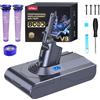 FLYLINKTECH Batteria FLYLINKTECH 8000mAh per Dyson V8, Sostituzione Batteria Li-ion Compatibile con V8 Animal, Absolute, Fluffy, Parquet, SV10 - Con 3 Filtri, Spazzola e Cacciavite Inclusi