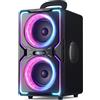 AKONE Cassa Bluetooth Potente Portatile: 240W Altoparlante Party Wireless Bluetooth Speaker, Super Natural Bass,15Hr Playtime,TWS, Luci LED Fantastiche per Feste, Campeggio, Spiaggia, Cortile