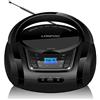 LONPOO Lettore CD Portatile, LONPOO Radio Portatili Boombox Stereo Bluetooth Portatile con Altoparlanti Integrati, Ingresso USB, Ingresso AUX, Uscita Cuffie (Black)