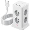 KEMELO 3 M Ciabatta Elettrica Multipresa con 8 Prese Universali ITA e Schuko,4 USB