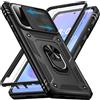 Giyer Cover per Samsung Galaxy A57 5G Custodia con Vetro Temperato, Antiurto Grado Militare 360° Anello Supporto Armor Bumper Case, Antiurto per Samsung A57 5G Cover (Nero)