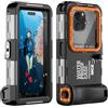 Ezanmull Custodia subacquea per iPhone 16/15/14/13/12/11 Pro Max/XR/XS/X e altro ancora, protezione professionale [15m/50ft], custodia impermeabile per snorkeling, surf, foto e video (nero/arancione)