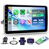 Rimoody 4GB+64GB Android Autoradio 1 Din con Schermo da 10" Rotante - Android 15, Wireless CarPlay/Android Auto, GPS, Mirror Link, Bluetooth, FM/RDS, WiFi Controllo al Volante Telecamera Retro