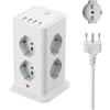 KEMELO 2 M Ciabatta Elettrica Multipresa con 8 Prese Universali ITA e Schuko,4 USB