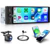 Rimoody 2GB+64GB Android Autoradio 1 Din con 6,28 Pollici Schermo IN-Cell-Wireless CarPlay/Android Auto, Android 15,GPS, Mirror Link, Bluetooth, FM/RDS, EQ WiFi Controllo al Volante Telecamera Retro
