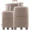 NPLE Solid. Set di 3 Valigie Trolley Espandibili, Beige, TSA, 100% Polipropilene, S (55x40x20cm) M (65x42x28cm) L (75x50x30cm), Ruote Doppie Multidirezionali (Beige, Set di 3 valigie)