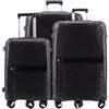 NPLE Solid. Set di 3 Valigie Trolley Espandibili, TSA, 100% Polipropilene, S (55x40x20cm) M (65x42x28cm) L (75x50x30cm), Ruote Doppie Multidirezionali (Nero, Set di 3 valigie)