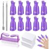 Elalove Kit Rimozione Smalto Semipermanente - 10 Pinzette + Raschietto + Spingi Cuticole + 100 Dischetti di Cotone + Spazzola per Unghie - Set Completo per Manicure e Pedicure - Uso Domestico e Salone(viola)