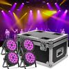 DELIBANG 4 pezzi 200W 18 LED par Palcoscenico+ 1 pezzo flightcase set, RGB+UV 8CH par LED spotlight, auto/strobe/DMX512/master-slave/quiet scroll wheel/guscio duro/fodera in cotone/62,5 x 41 x 45,5 cm