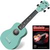 Classic Cantabile US-100 TQ Ukulele Soprano Turchese Set incl. Libretto | Mensura Soprano (34, 5 cm), Cassa in tiglio, Manico in acero, 15 tasti, Segni sui tasti al 5°, 12° e 15°, 5 mm, 24 playalong