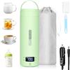 Dreamhigh® Bollitore Elettrico Piccolo, 450 ml Bollitore da Viaggio, 96W Bollitore Elettrico Portatile con Temperatura Regolabile per Tè Latte Caffè (45℃/ 55℃/ 80℃/ 100℃) (Auto (12V)) (Verde)