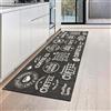 Teppich-Traum Tappeto da cucina Coffee nero con fondo in gel e scritte in bianco Dimensione 80x150 cm
