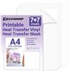 TECKWRAP Vinile stampabile a trasferimento termico e maschera per magliette (7 fogli ciascuno), A4 (210 x 297 mm), stampabile, vinile HTV per stampante a getto d'inchiostro, termoadesivo per tessuti