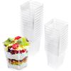 VFANDV Monoporzione per Dolci, 25 Pezzi 160 ml coppette macedonia, Bicchieri di Plastica per Dessert Tazze da Dessert Quadrate Riutilizzabili per Budini, Mousse, Gelati, Compleanni, Matrimoni