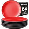 MIAMIO - Set 6 piatti piani in ceramica (26 cm) - Le Papillon (Rosso)