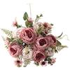Springwillfly - Bouquet di Rose Artificiali in Seta, Fiori di Peonia Artificiali per Matrimoni, Feste, Decorazione per la Casa (Rosa)