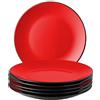 MIAMIO - Set 6 piatti piani in ceramica (26 cm) - Le Papillon (Rosso) | Set di piatti in ceramica (26 cm) per colazione, contorni e dessert, lavabili in lavastoviglie