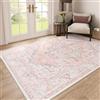 AUWUUA Tappeto rosa, 60x120 cm, grande, motivo floreale orientale, per soggiorno, tappeto lavabile a medaglione vintage, morbido e antiscivolo, per camera da letto, ingresso e cameretta.