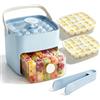 Pealeaf Stampo Ghiaccio 48 Cubetti Doppio Livello Con Coperchio A Pressione, Vassoio Portatile E Contenitore, Organizer Freezer Con Pinza Borsa (Blue)
