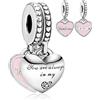 Doyafer Madre Figlia Cuore Pendente 2 Per Pacchetto 925 Charms Argento Adatto Per Charm Collane Bracciale Gioielli Regalo Per Donne Famiglia