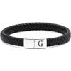 TOLOWOBK Bracciale in pelle da uomo con lettera iniziale tessuta a mano nera lettere A-Z in pelle bracciali da uomo con chiusura magnetica gioielli regalo di Natale compleanno per papà marito figlio