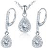 MICMIF Set Gioielli Zirconia a Goccia in Argento 925 per Donna, Orecchini Pendenti Lacrime e Collana Ciondolo Pietre zaffiro cristallo ametista rosa acquamarina rubino smeraldo