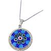 LE GEMME DI VENEZIA Murrina Millefiori In Vetro Di Murano Con Bordo e Catenina In Argento 925 Diam. 18 mm