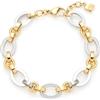 JEWELS BY LEONARDO Bracciale Lena - Bracciale in acciaio inox dorato - Catena bicolore - Zirconi incastonati - 19-21 cm di lunghezza - Gioielli regalo da donna - 023403