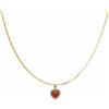 sicilia bedda - Collana in Corallo Rosso del Mediterraneo - Argento 925 Placcato in Oro 18 KT - Prodotto Realizzato a Mano (Cuore con Zirconi)