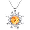 AXELUNA Collana vintage con ciondolo a forma di sole in argento sterling 925, gioiello spirituale energico per uomo e donna, regalo retrò bohémien per lui, Adjustable, Argento sterling, Ambra