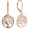 JO WISDOM Orecchini Albero Della Vita Yggdrasil Argento 925 Donna con AAA Zirconia Cubica con Placcatura in Oro Rosa