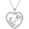 Arrebol Cavallo e Ragazza Collana Donna Argento 925 Collana Cavallo e Madre Figlia Anallergici, Originali Gioielli per Donna Moglie Figlia - Regolabile |45cm+5|