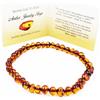 Amber Jewelry Shop Braccialetto elasticizzato in ambra baltica naturale, realizzato a mano con perle di ambra baltica lucidata/certificate (cognac), Taglia unica, Ambra, Ambra