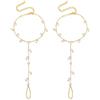AHANDMAKER 2 sandali a piedi nudi con strass, cavigliera dorata con strass, anello a punta, bracciale alla caviglia, in lega con cristalli e foglia, cavigliera da sposa con strass