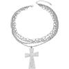 Navirix Collane multistrato con ciondolo a croce grossa in oro per donne punk grande crocifisso collane girocollo regolabile grande croce collana gioielli accessori, Large, Metallo, Nessuna pietra