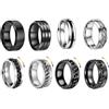 XSDSLS 8 pezzi Anello spinner da uomo in acciaio inossidabile Anelli ansia Anello spinner da uomo (13)