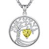 Eusense Ciondolo Cristallo Cuore Collana Albero Della Vita e Topazio dorato Collana Pietra Natale Gioiello per Donna, Regalo per la festa della mamma, San Valentino, Natale e compleanni