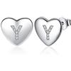 Jrêveinfini Lettera A-Z - Orecchini da donna in argento Sterling 925, con zirconia cubica, orecchini a forma di cuore, per bambine e bambine