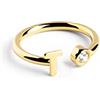 SINGULARU - Anello Personalizzato Letter Diamond Oro - Anello Regolabile - Argento Sterling 925 con Finitura Placcata in Oro 18kt - Misura Unica - Gioielli da Donna - Realizzato in Europa